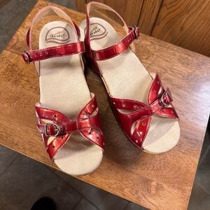 Dansko Red Leather Sissy Sandals